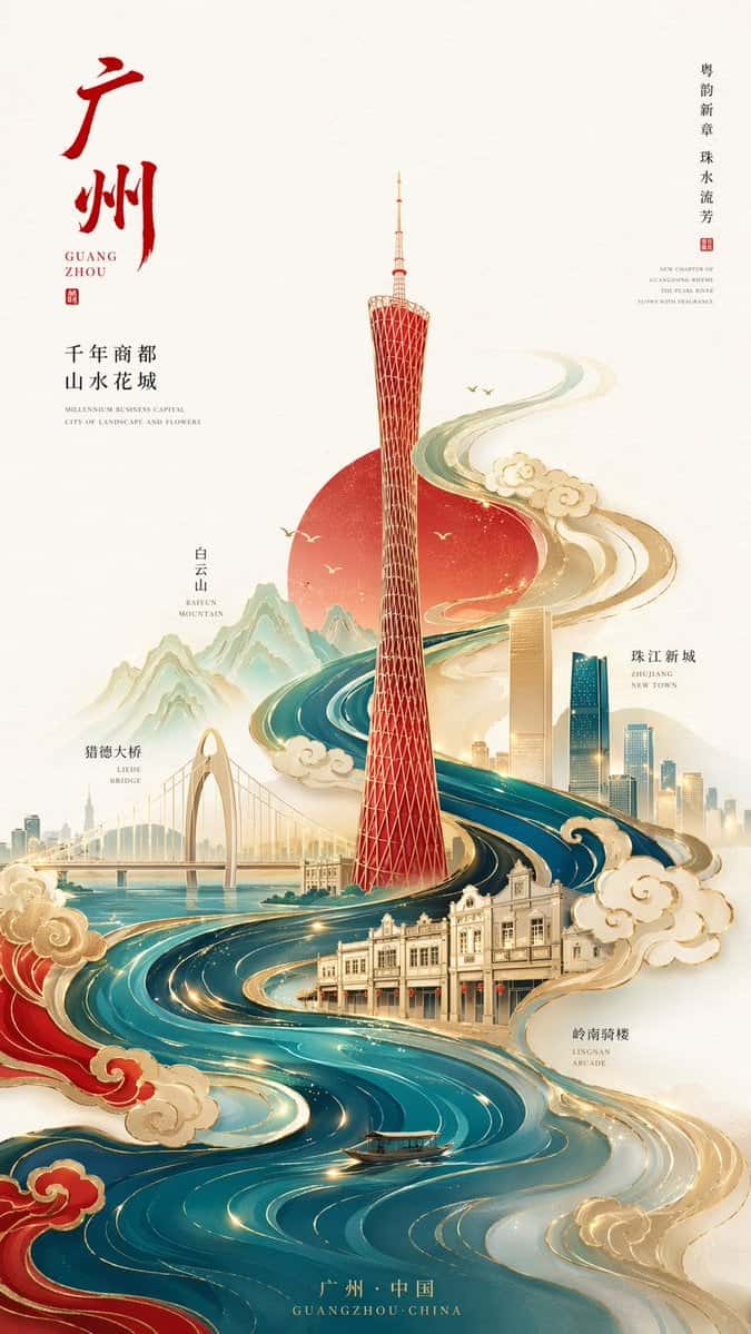 Minimalist Guangzhou City Brand Poster