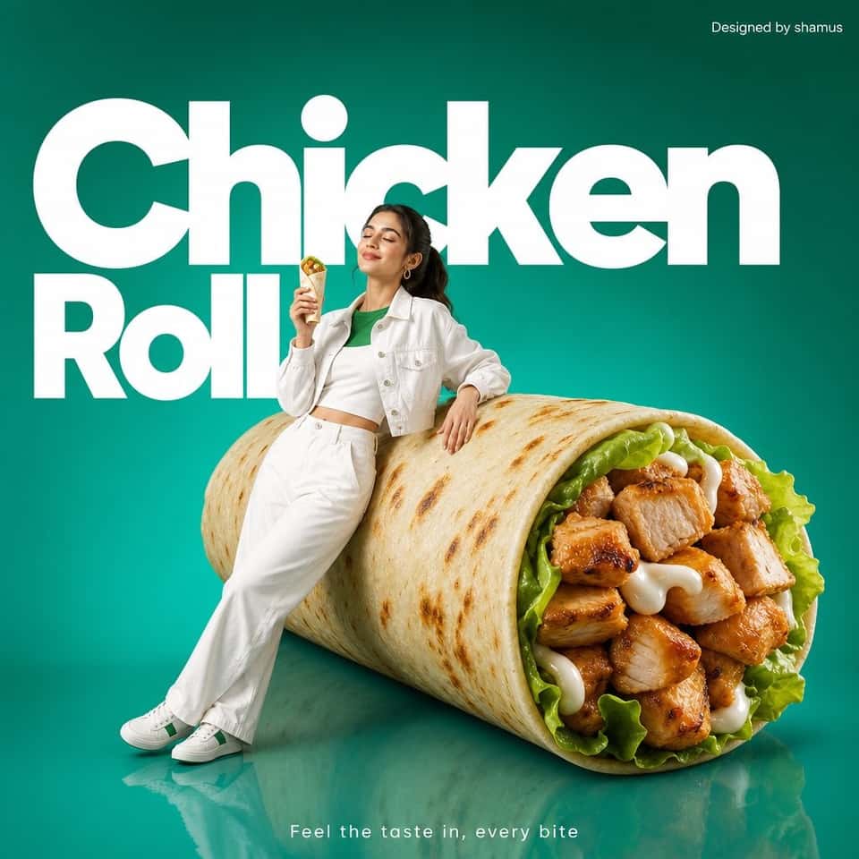 Minimalist Premium Chicken Roll Ad