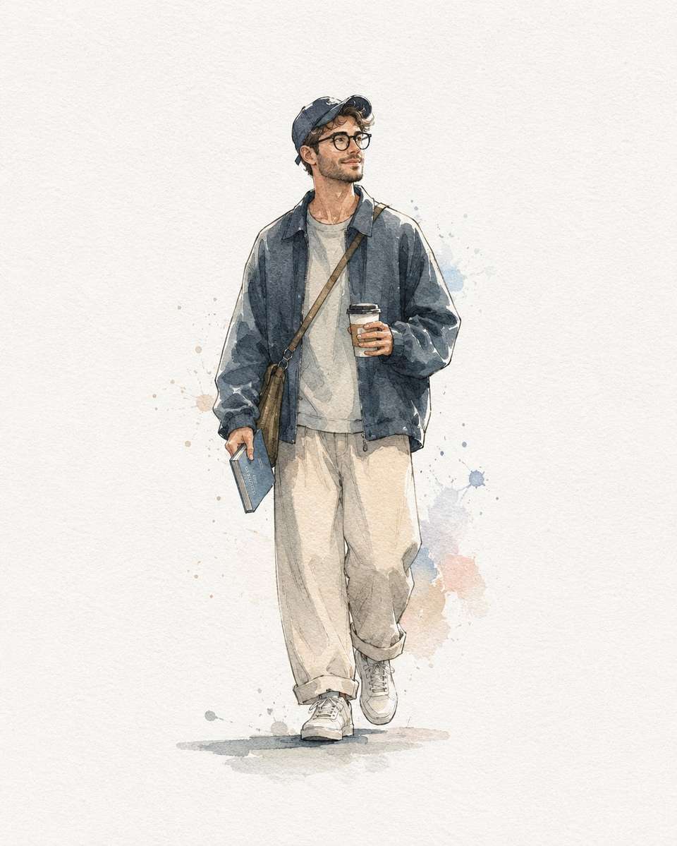Minimalist Watercolor Character Illustration Template
