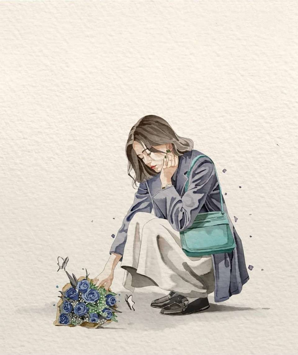 Minimalist Watercolor Woman Storybook Illustration