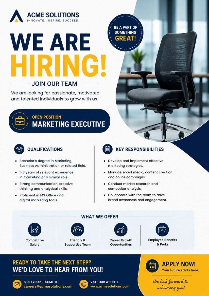 Modern Job Advertisement Poster Template