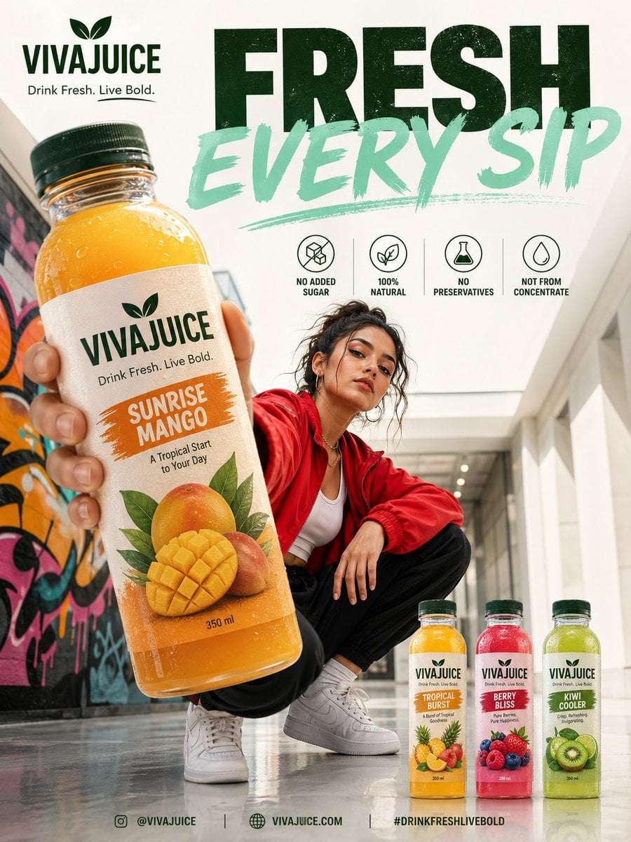 Modern Juice Ad Poster Template