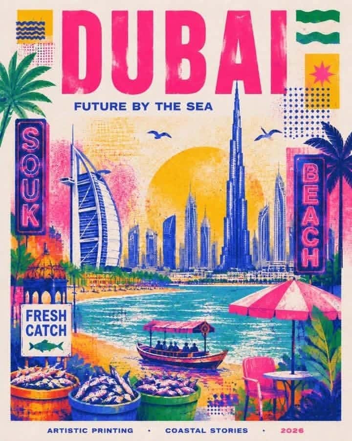 Modern Risograph Travel Poster Template