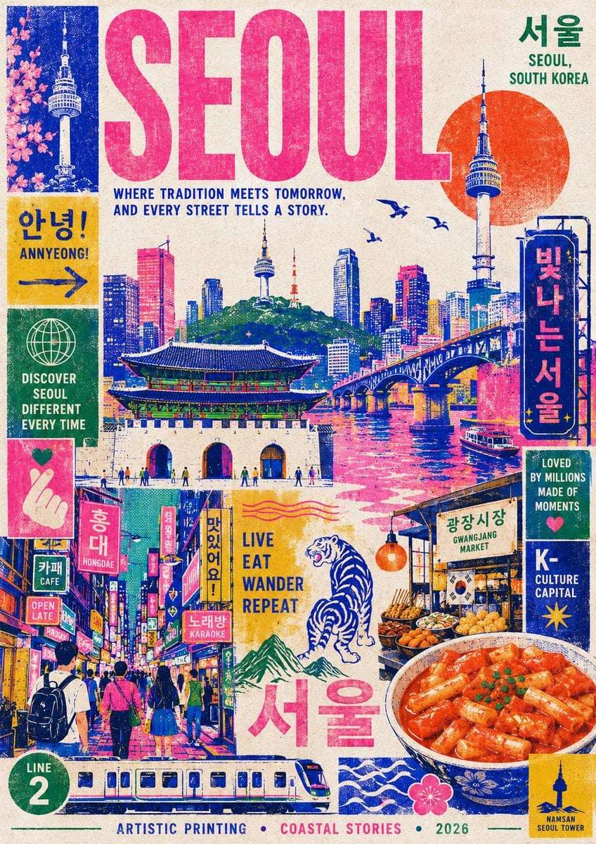 Modern Risograph Travel Poster Template