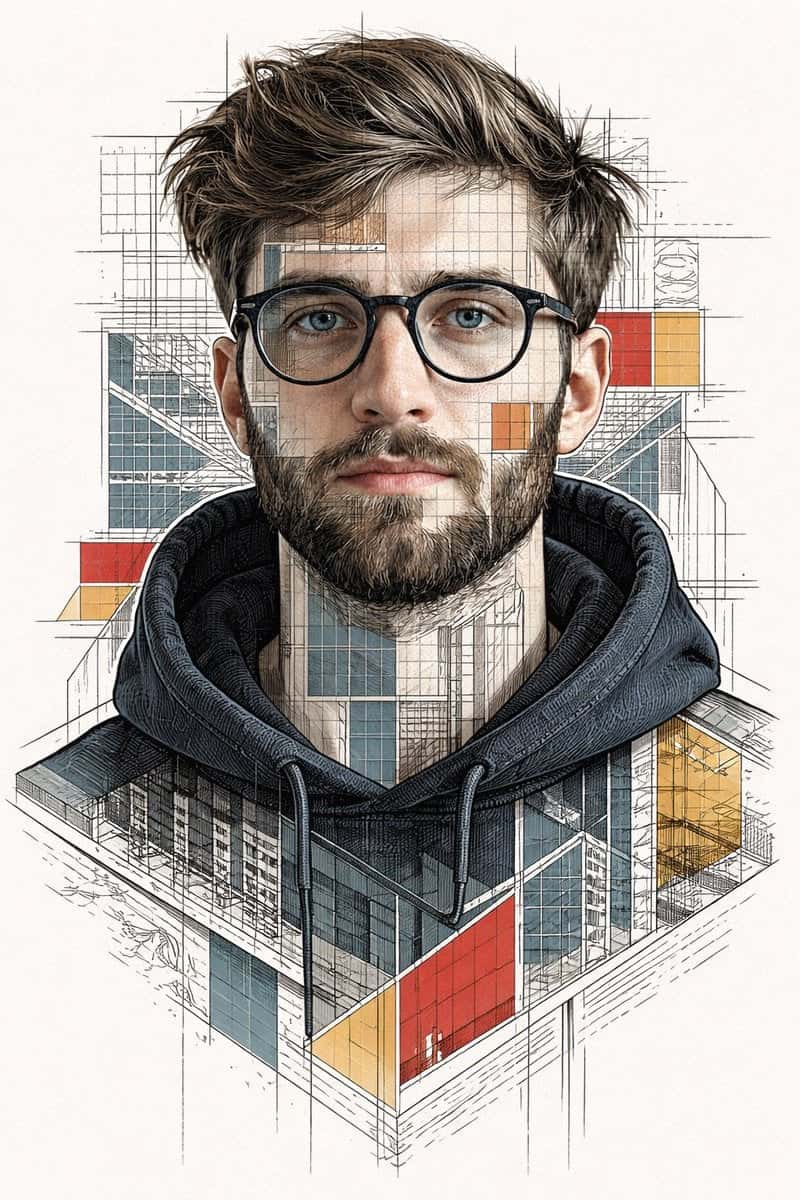 Modernist Blueprint Portrait Template