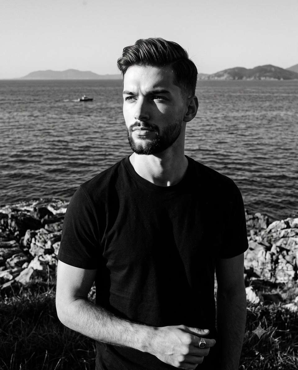Monochromatic Cinematic Portrait Male Coastal