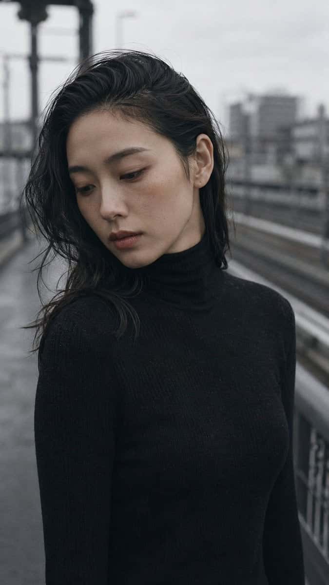 Monochromatic Japanese Woman Portrait