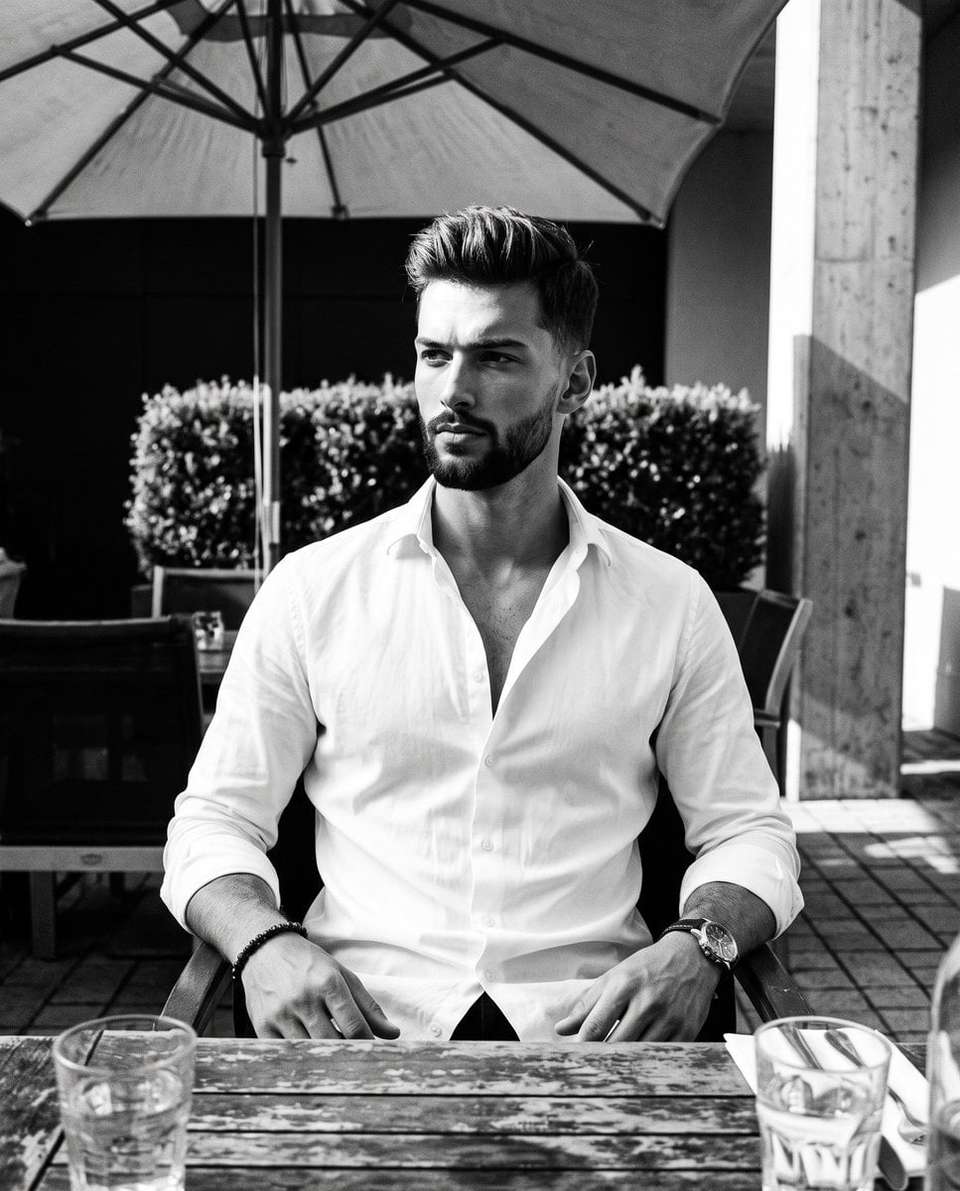 Monochromatic Man Portrait Fashion Photo