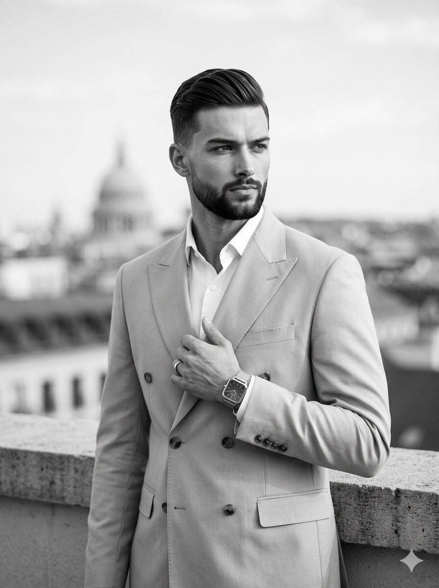 Monochromatic Menswear Fashion Portrait
