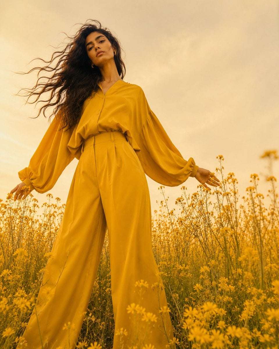 Monochromatic Yellow Fashion Editorial Vertical