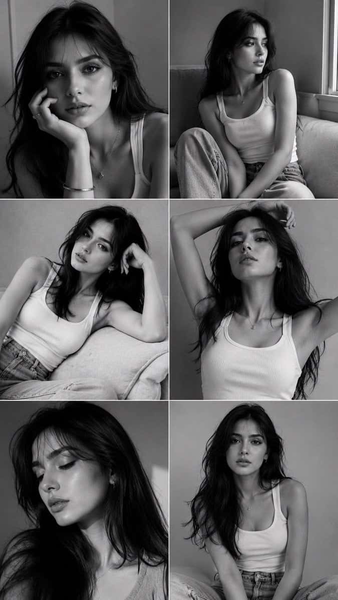 Monochrome Fashion Portrait Collage Template