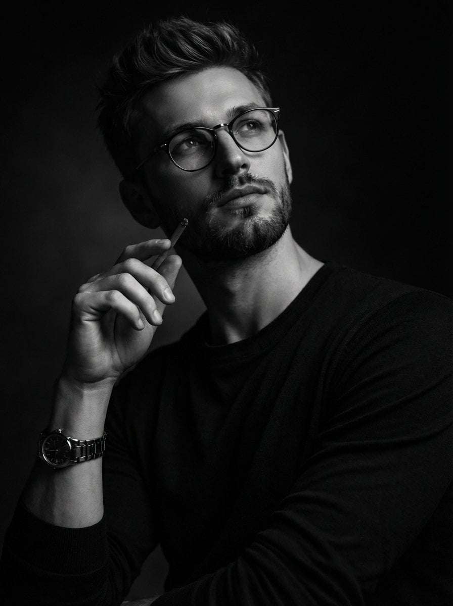 Moody Man Studio Portrait Prompt