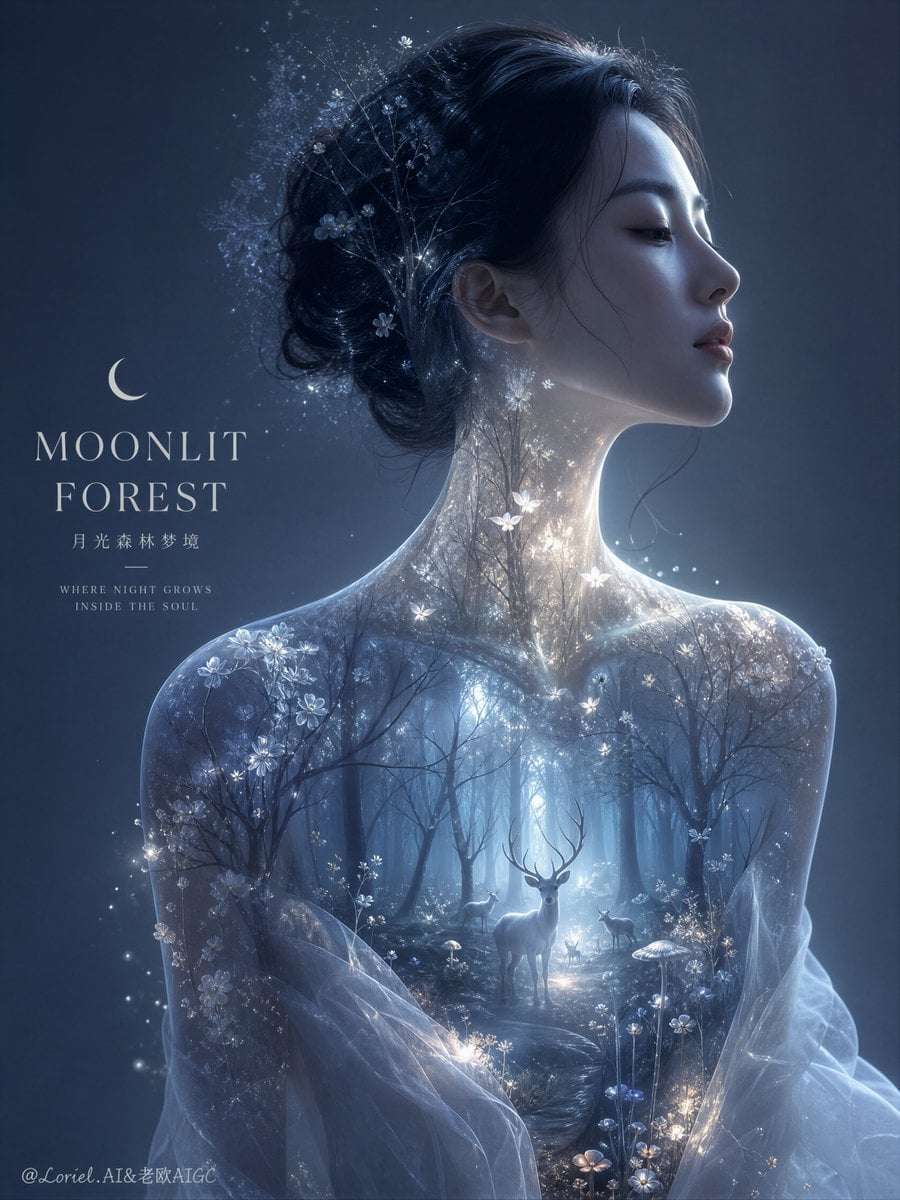 Moonlit Forest Dream Portrait Template