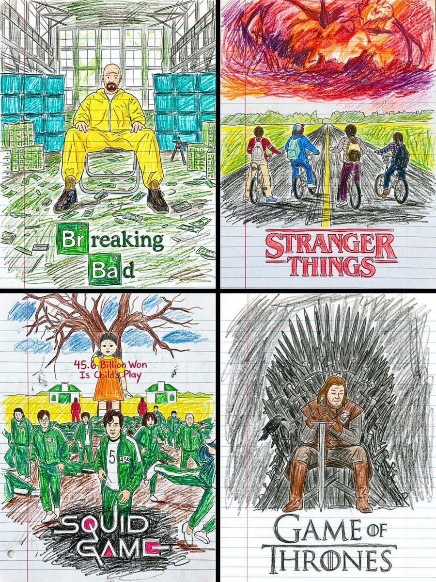 Movie Poster Crayon Drawing Template
