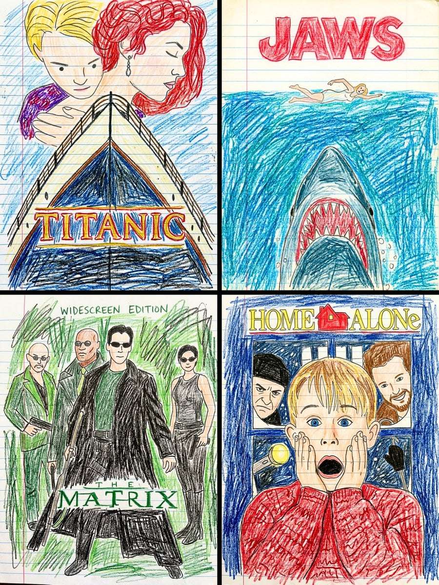 Movie Poster Crayon Drawing Template