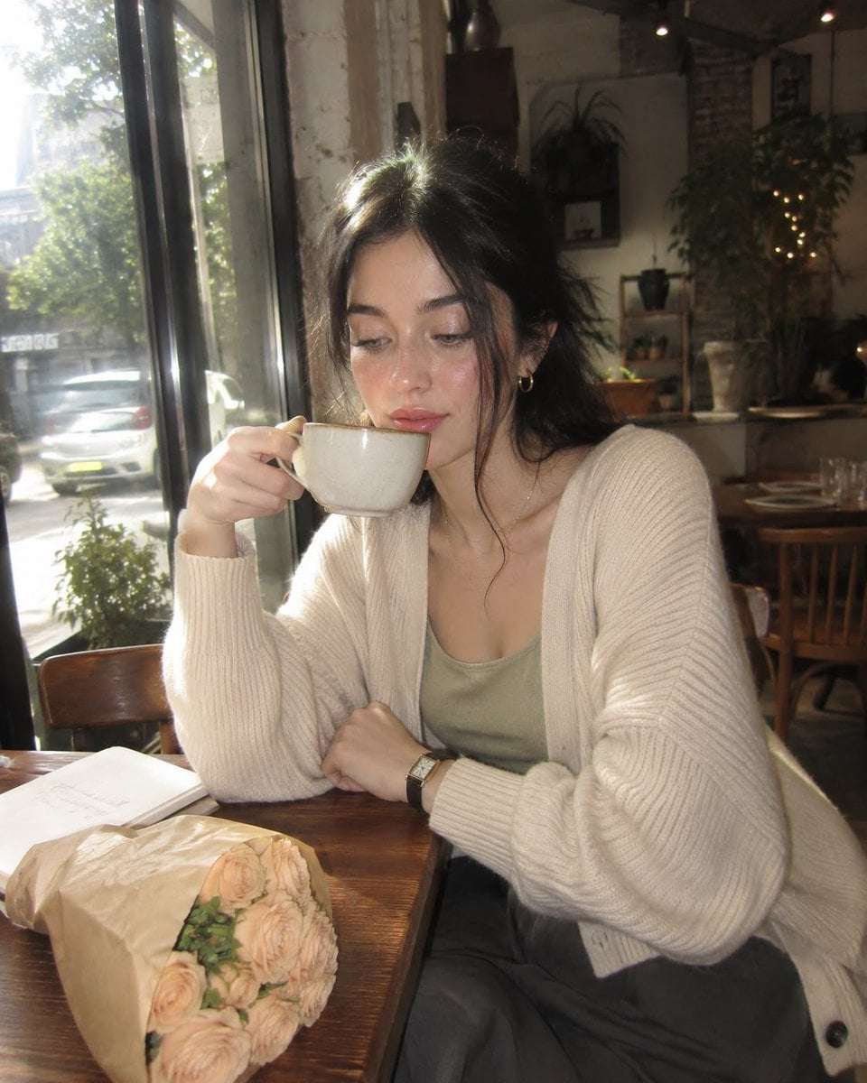 Nostalgic Cafe Portrait Vintage Digital Camera