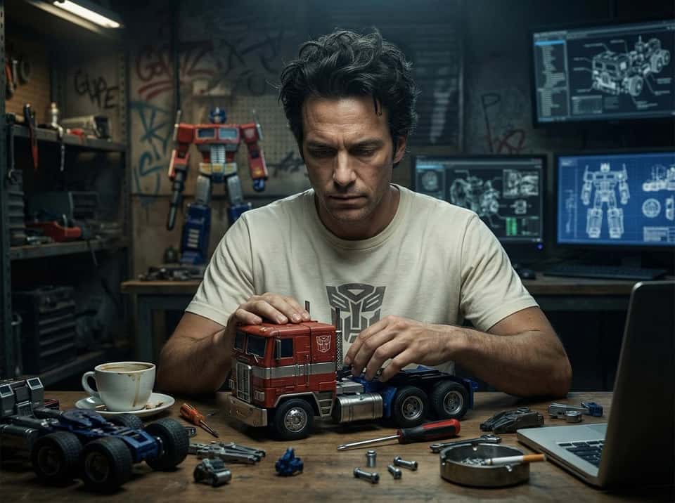 Optimus Prime Toy Assembly Cinematic Portrait