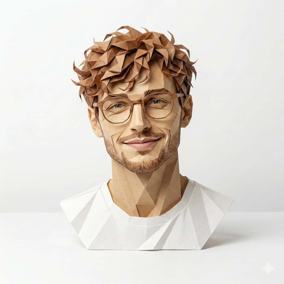 Origami Portrait Template Realistic Paper Art
