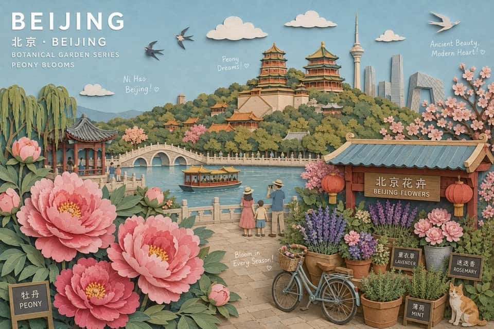Paper Collage Botanical Travel Poster