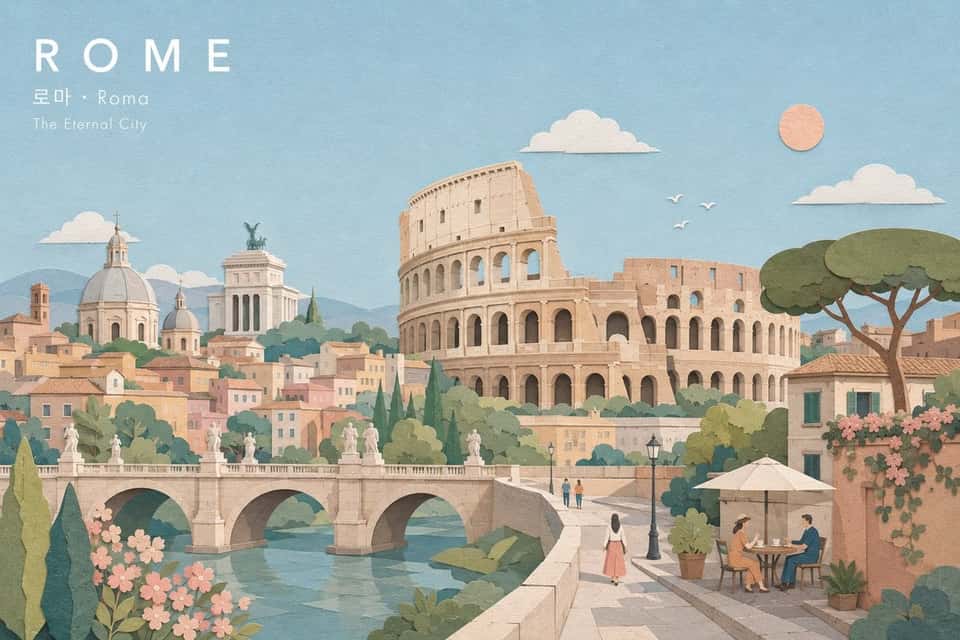Pastel Paper Collage City Landscape Illustration