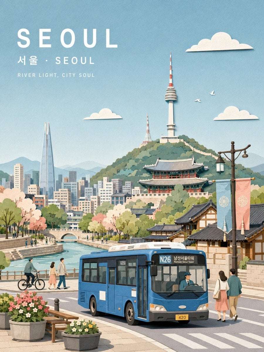 Pastel Paper Collage City Travel Poster