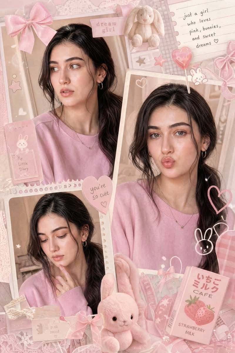 Pastel Pink Girl Collage Prompt
