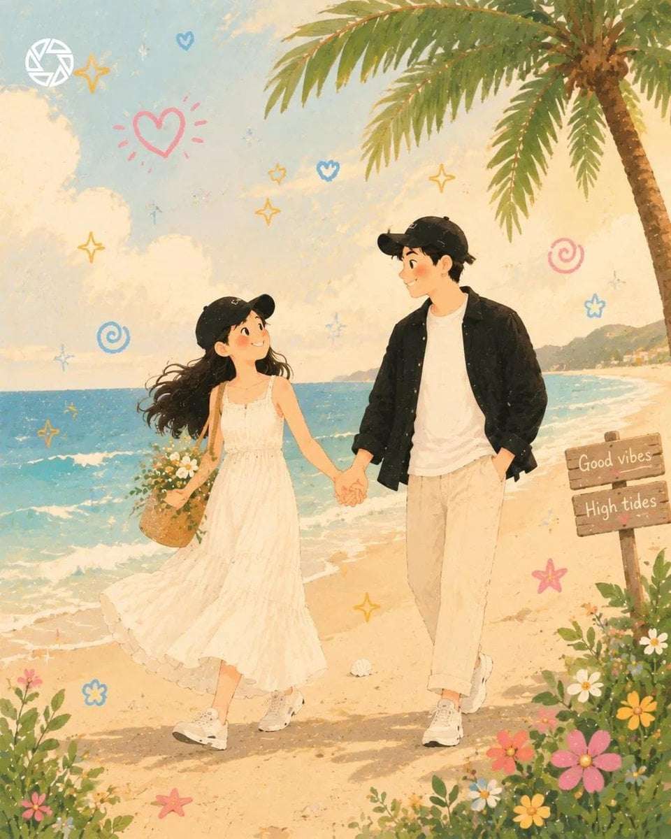Pastel Romantic Couple Illustration