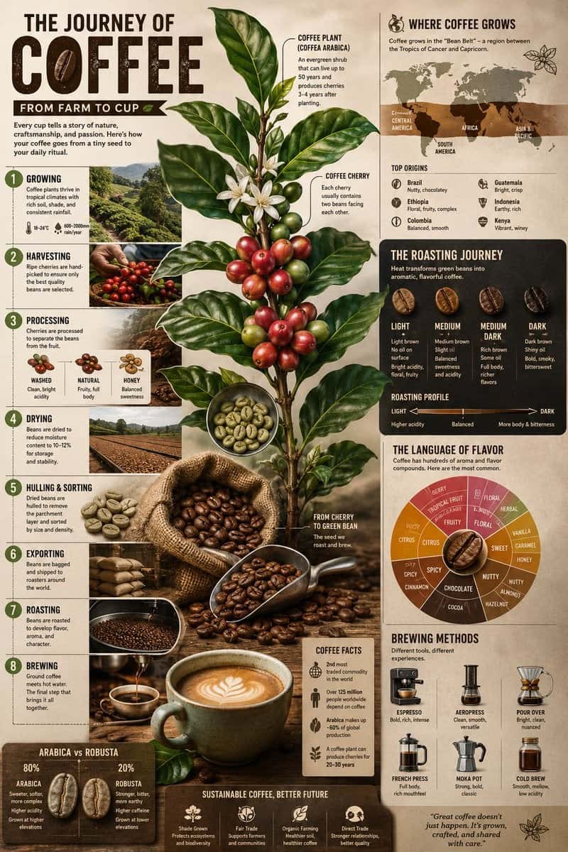 Photorealistic Coffee Journey Infographic Template