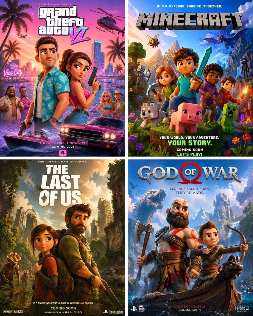 Pixar Movie Poster AI Prompt Template