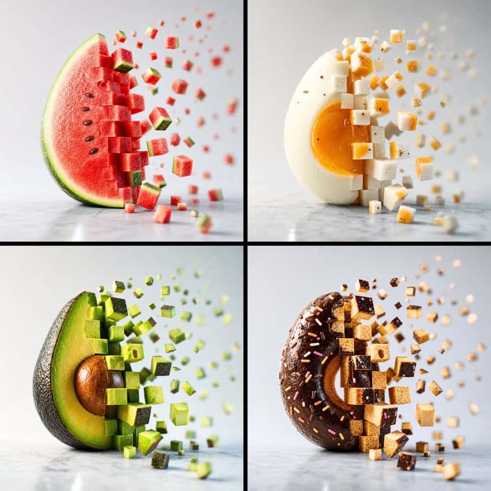 Pixelated Food Disintegration Photo Template