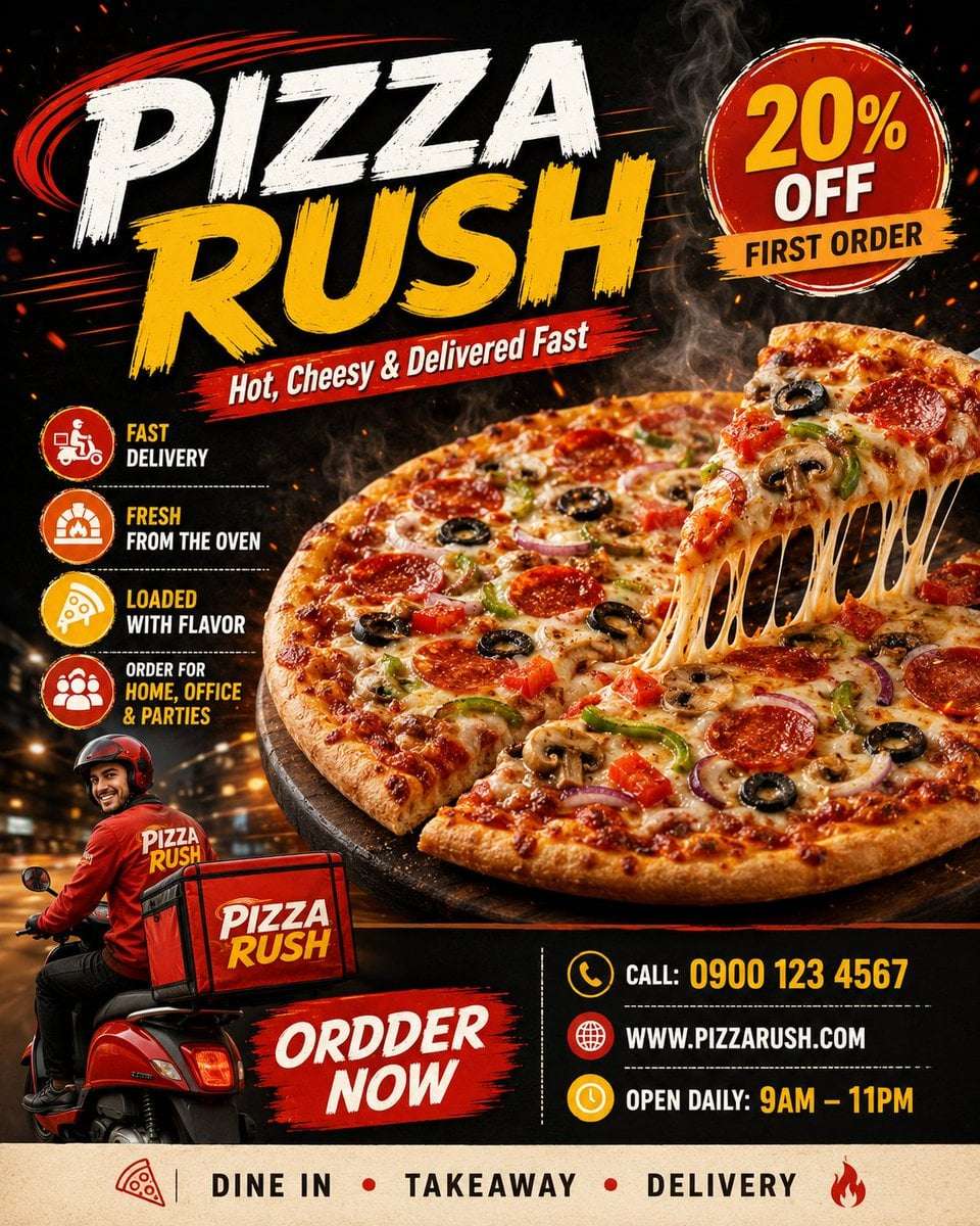 Pizza Delivery Advertising Poster Template