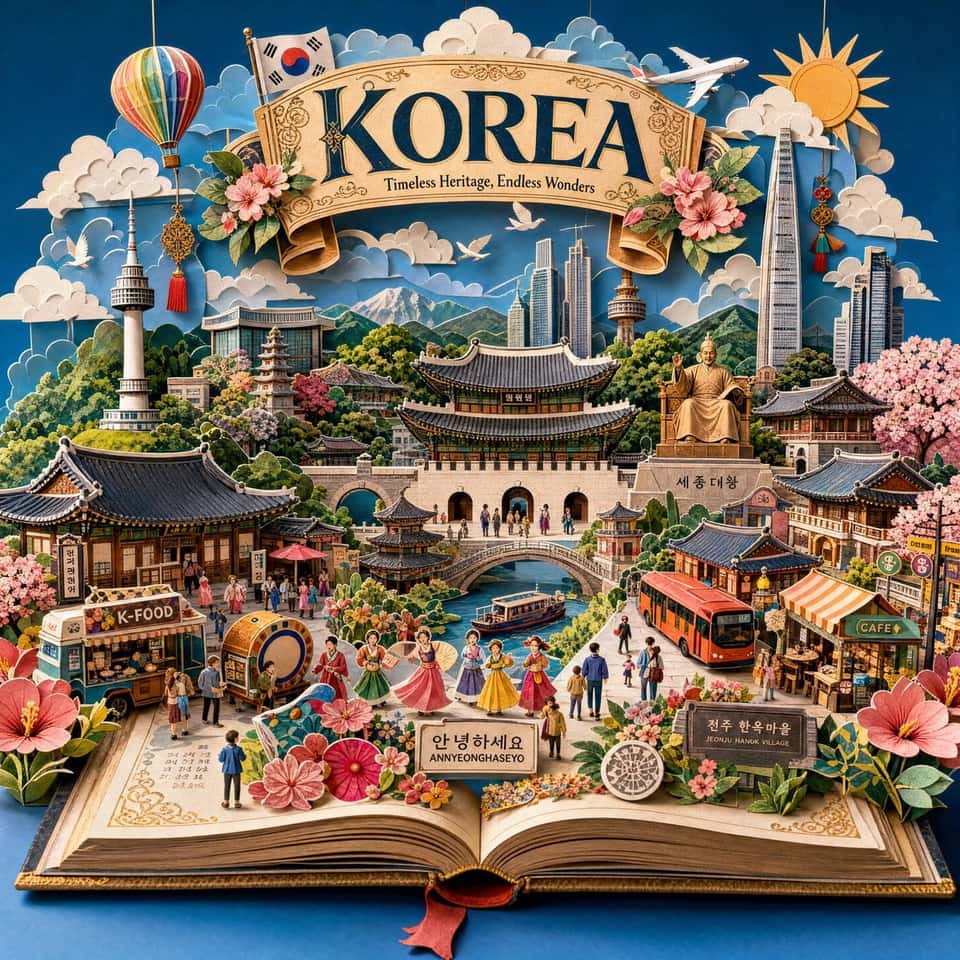 Pop-Up Book Travel Diorama Illustration