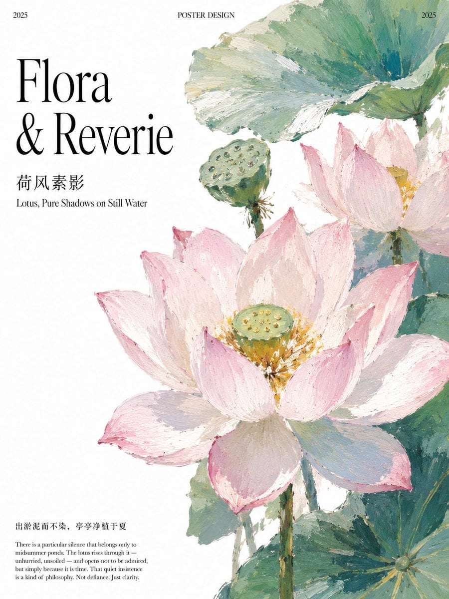 Post-Impressionist Lotus Poster Design Template