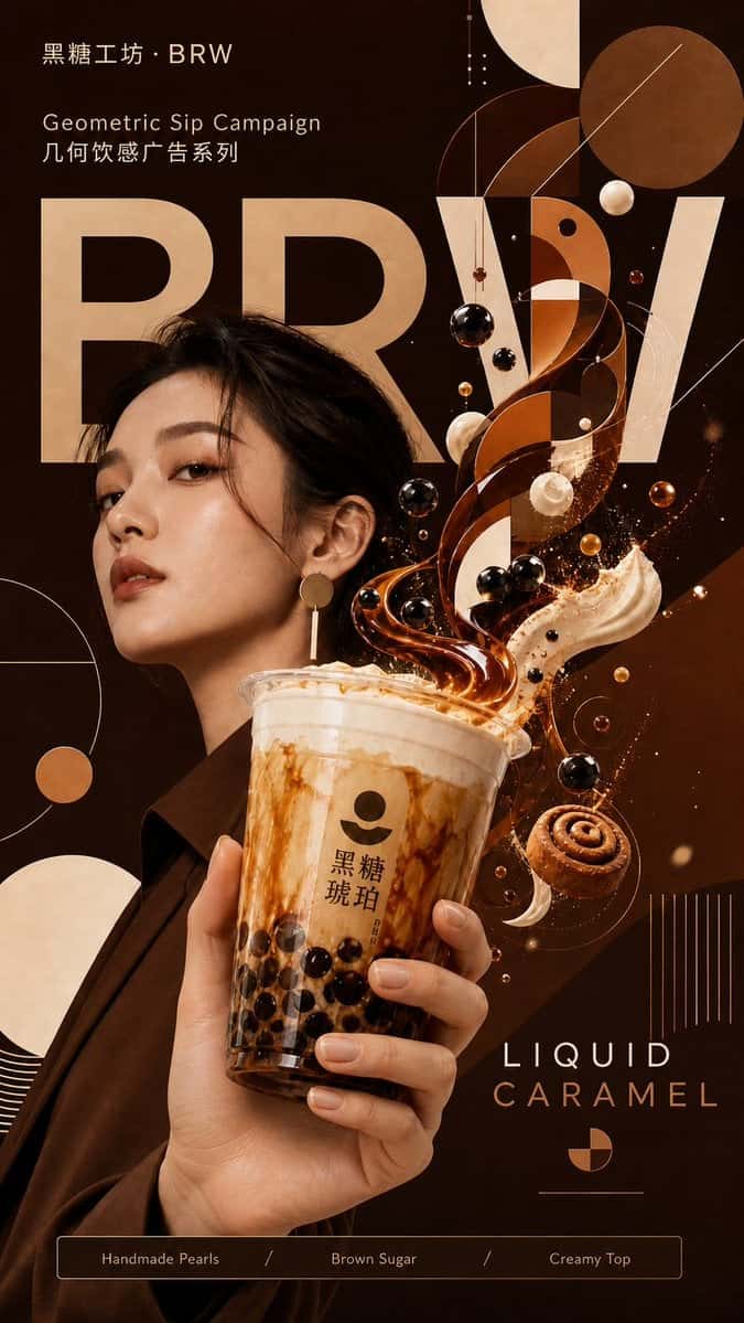Premium Beverage Geometric Ad Template