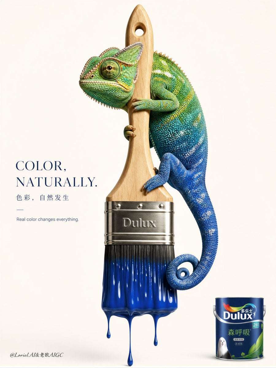 Premium Paintbrush Chameleon Ad Poster