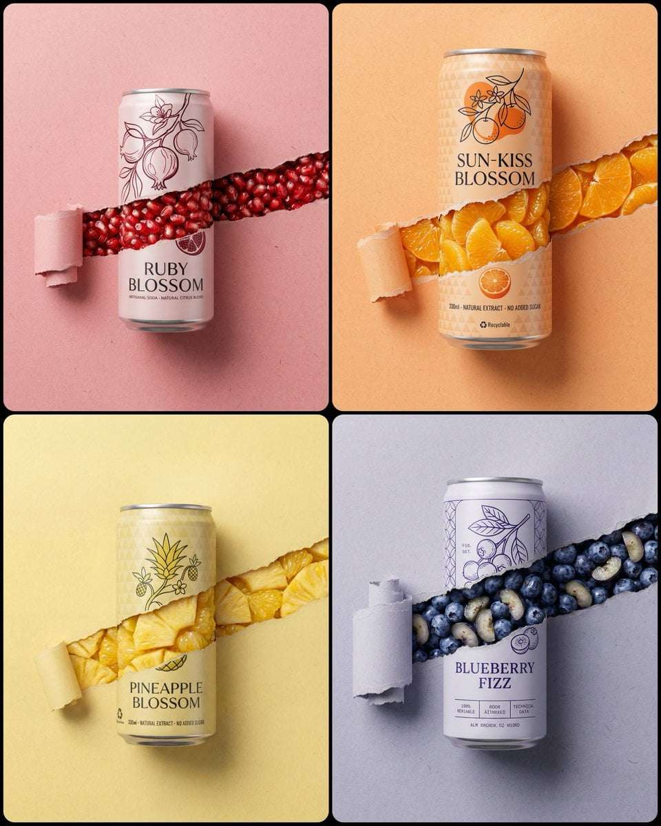 Product Photo Soda Can Fruit Tear