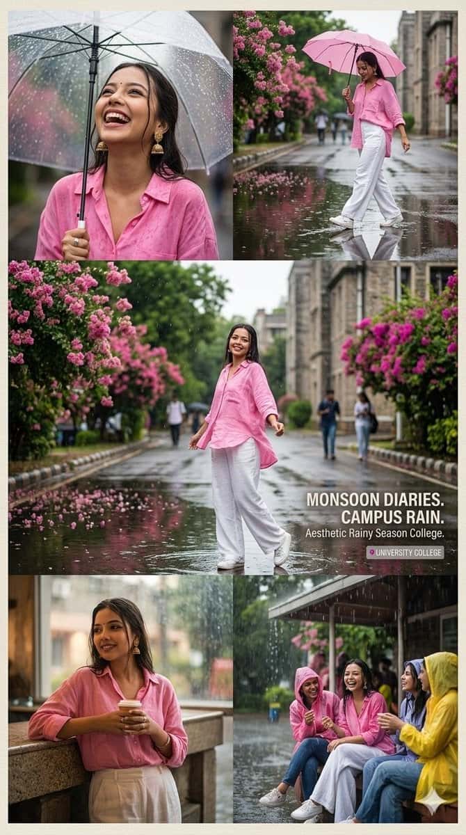 Rainy College Portrait Collage Template