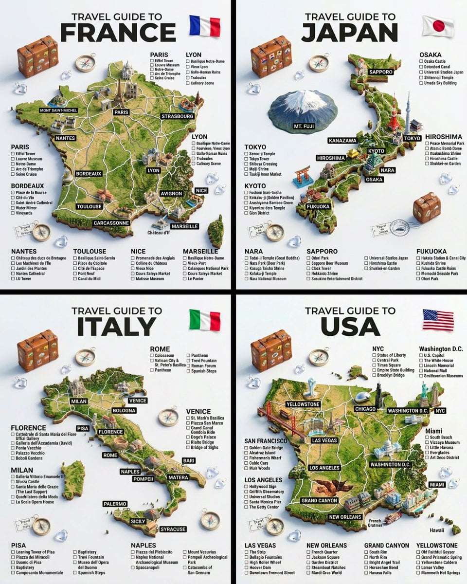 Realistic 3D Country Travel Infographic