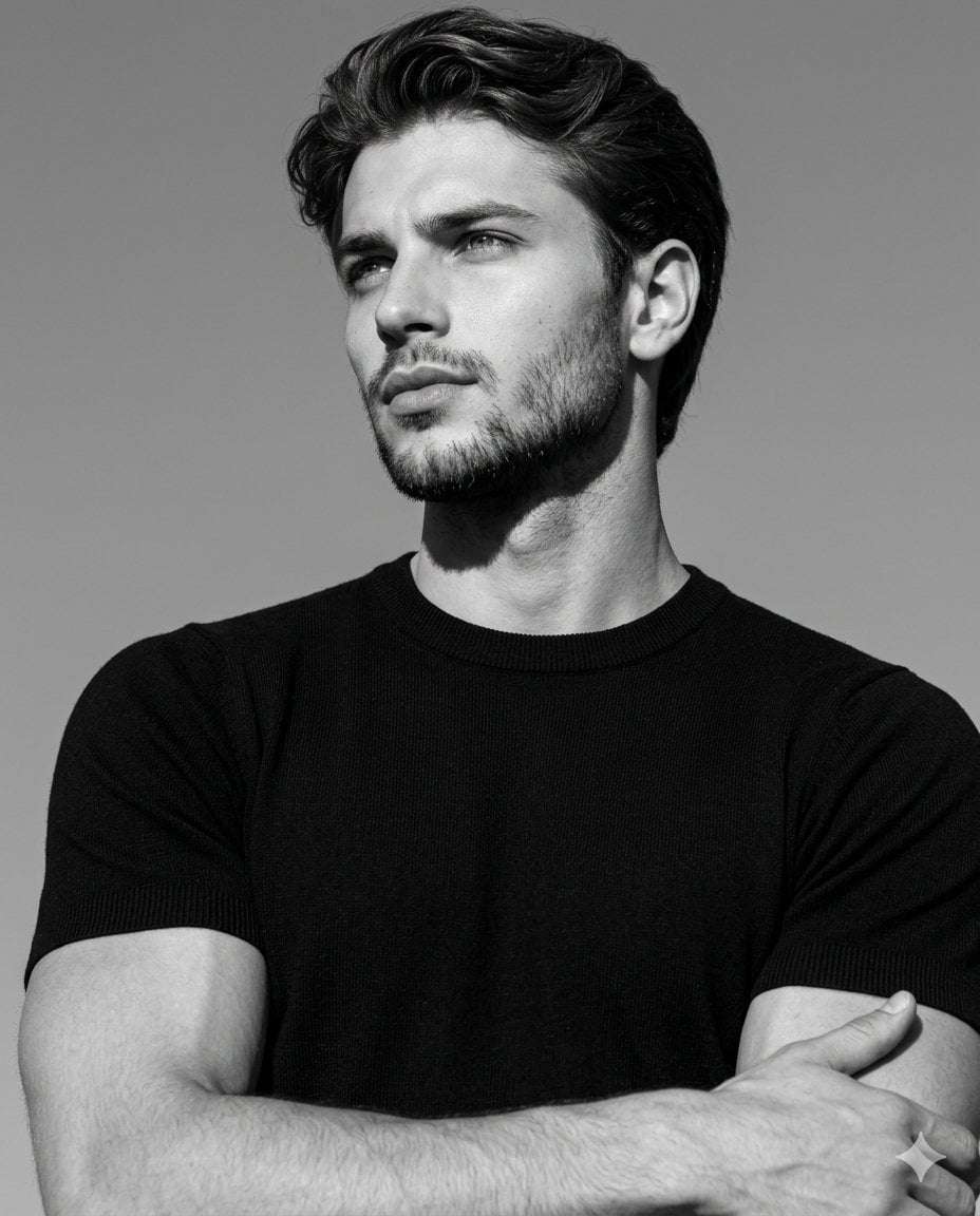 Realistic Black White Editorial Portrait Template