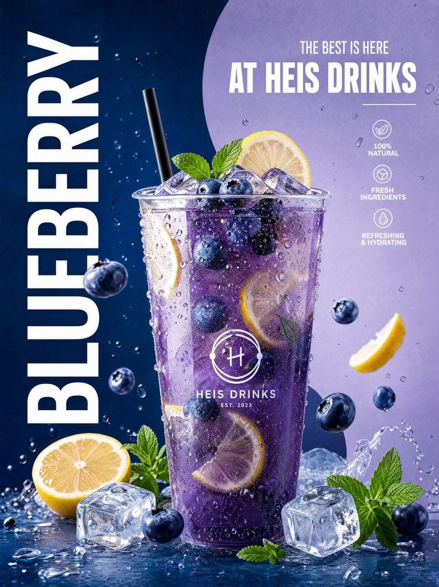 Realistic Blueberry Lemonade Drink Ad