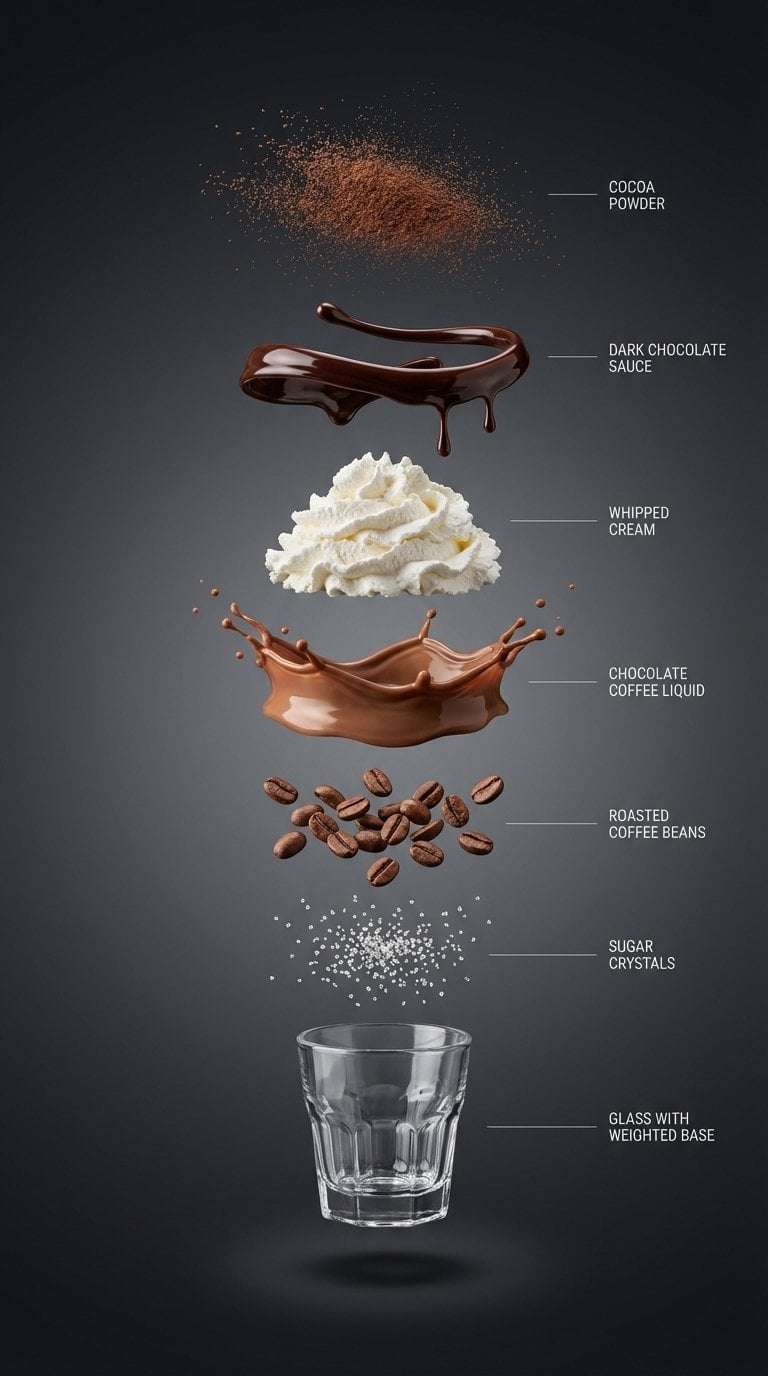 Realistic Chocolate Coffee Drink Exploded View