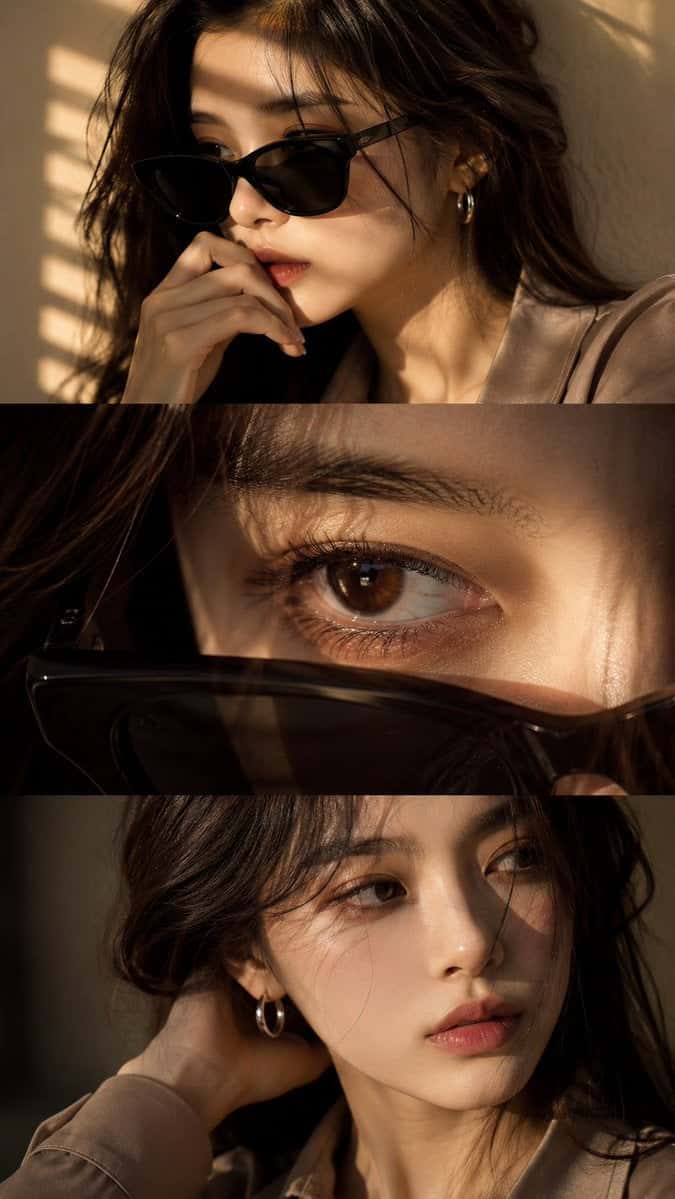 Realistic Fashion Editorial Triptych Portrait