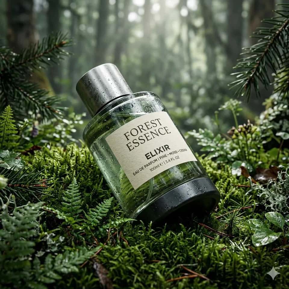 Realistic Perfume Bottle Forest Moss