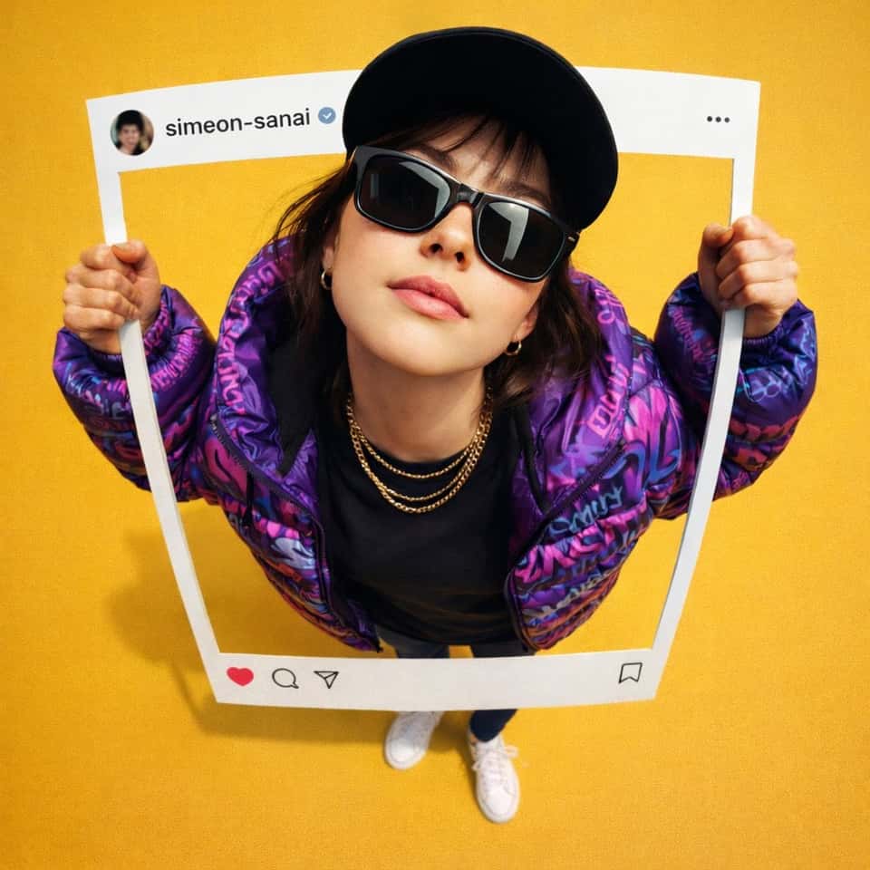 Realistic Person Escaping Instagram Frame