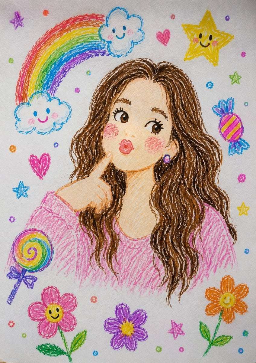 Realistic Photo From Crayon Illustration