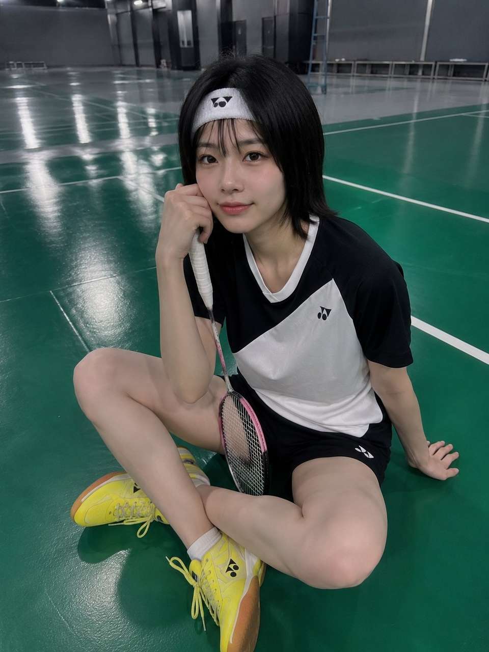 Realistic Smartphone Selfie Badminton Player