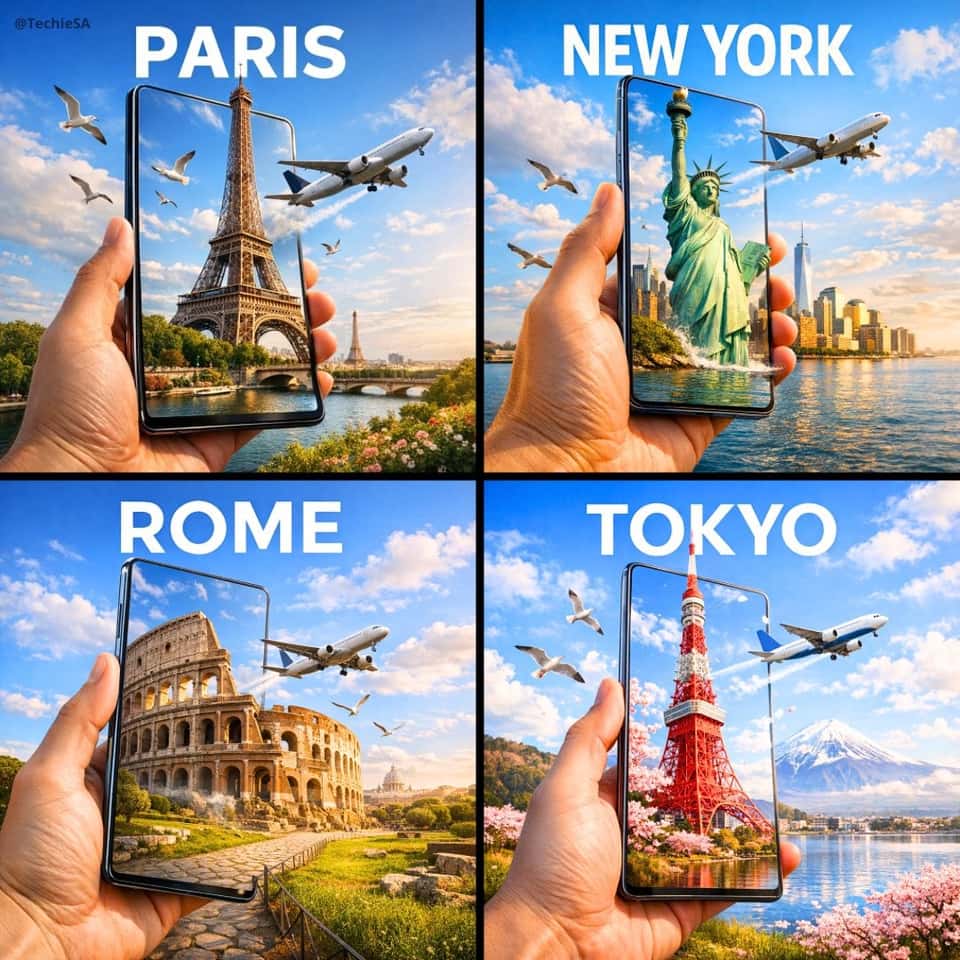 Realistic Travel Ad Smartphone Portal