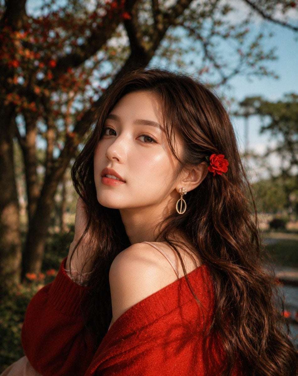 Realistic Woman Golden Hour Portrait