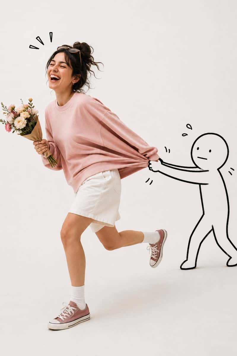 Realistic Woman Jogging Doodle Lollipop Photo