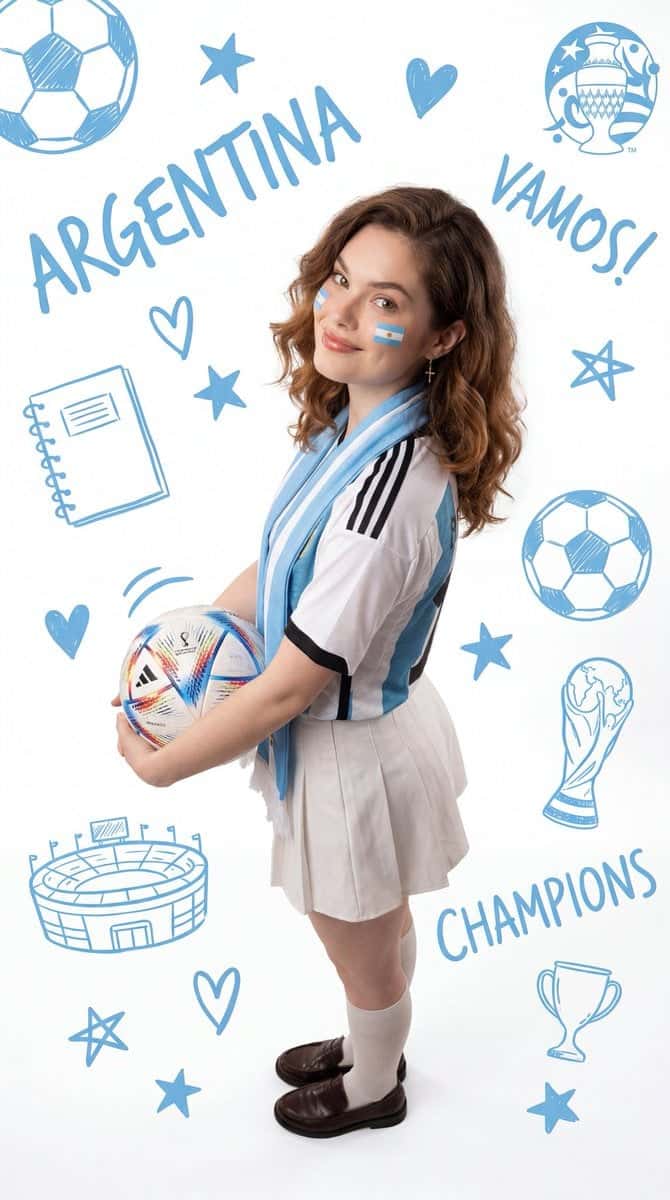 Realistic Woman Soccer Fan Photo Template